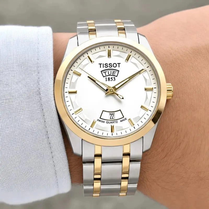 Tissot Couturier Day-Date Gold-Tone White Dial 4