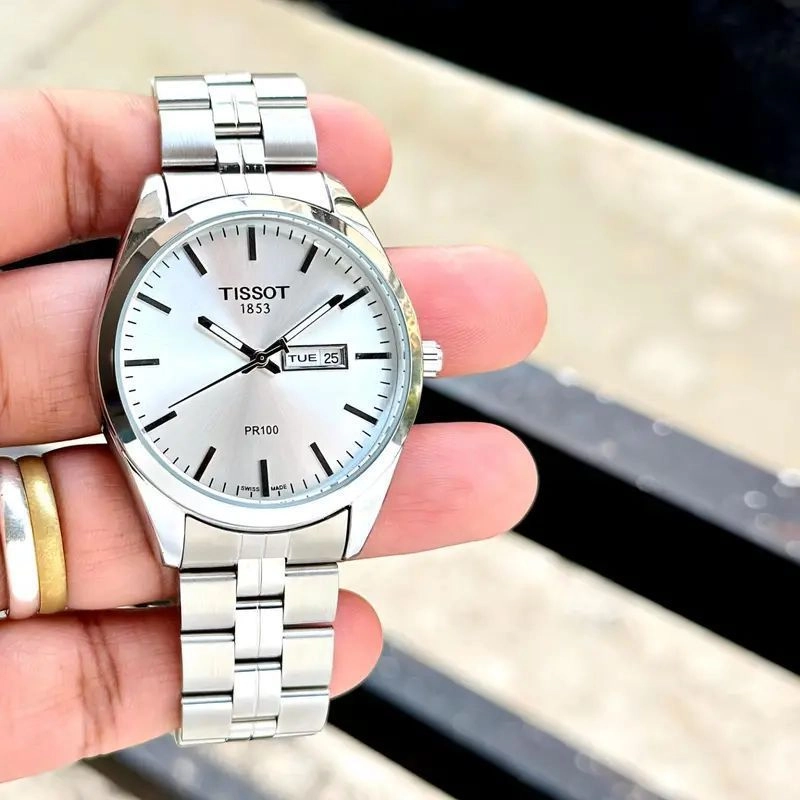 Tissot PR 100 Day & Date White Dial 1