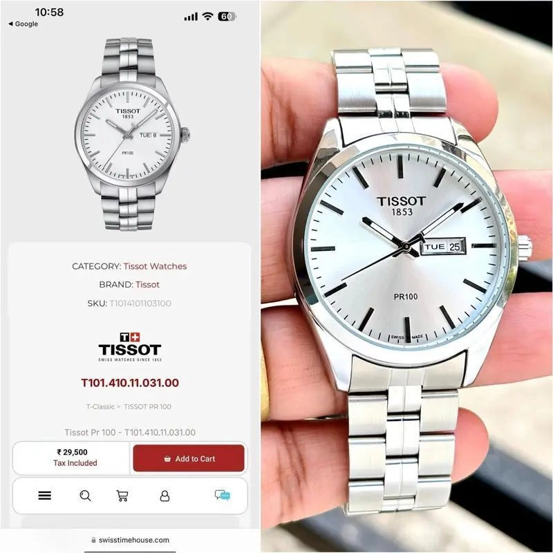 Tissot PR 100 Day & Date White Dial 2