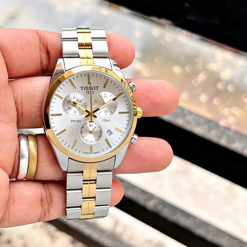 Tissot PR100 Chronograph Silver Gold Edition 1