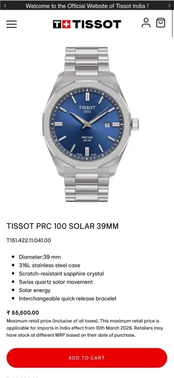 Tissot PRC 100 Solar Sunray Blue Edition 3