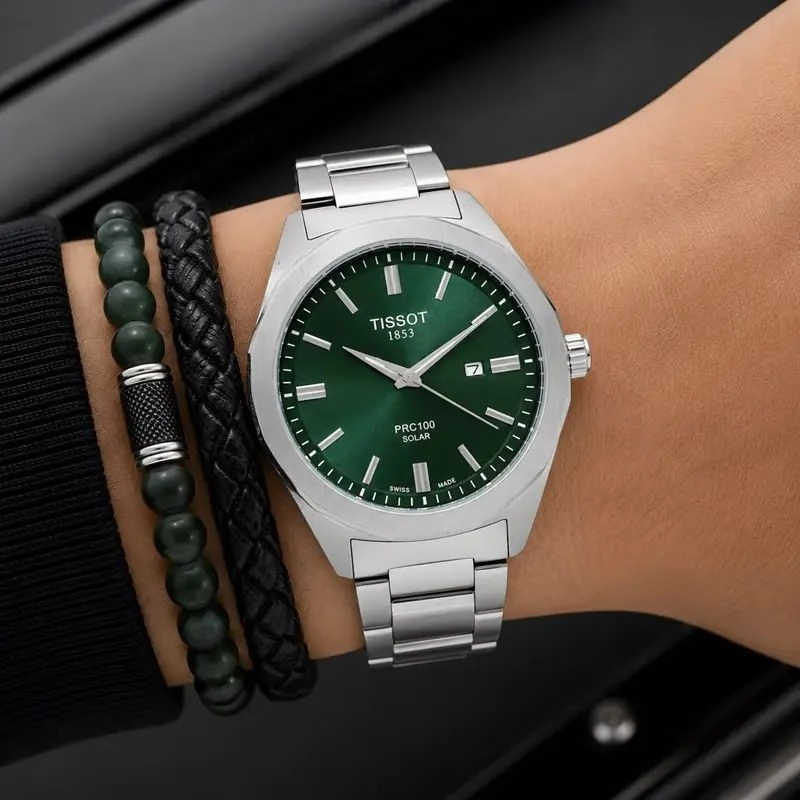 Tissot PRC100 Solar Green Sunburst Dial 2
