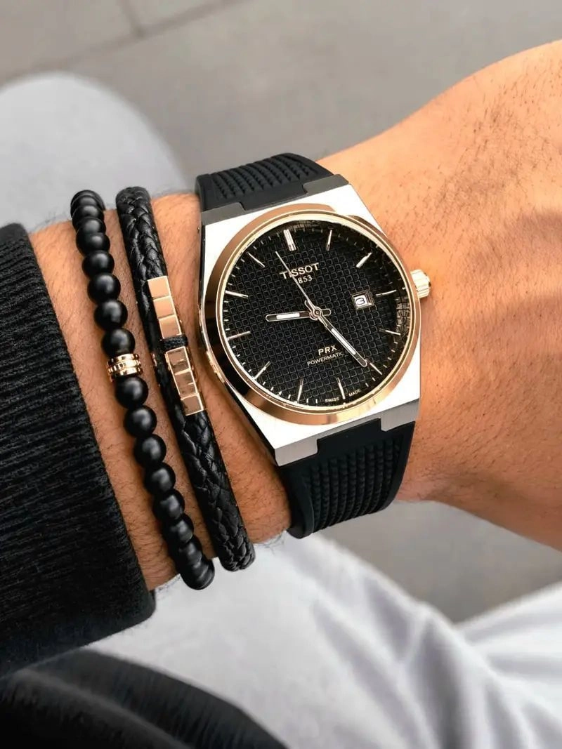 Tissot PRX Black Textured Dial Rose Gold 1