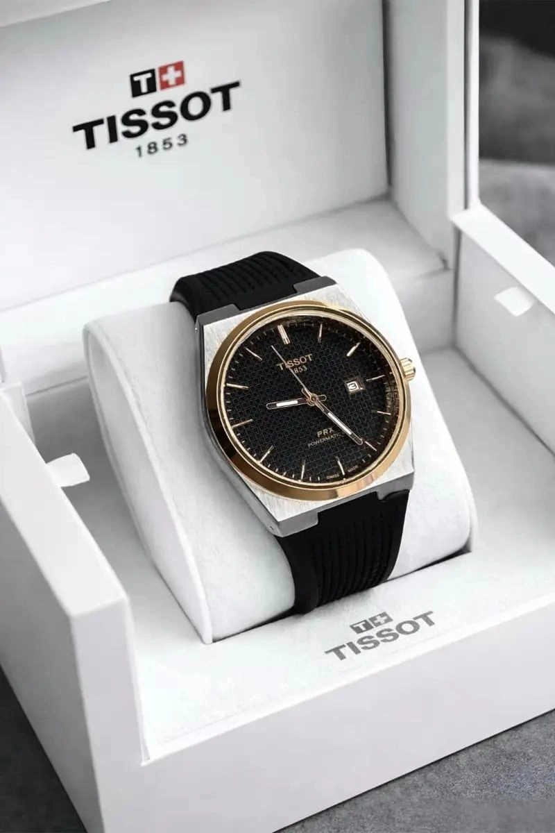 Tissot PRX Black Textured Dial Rose Gold 2