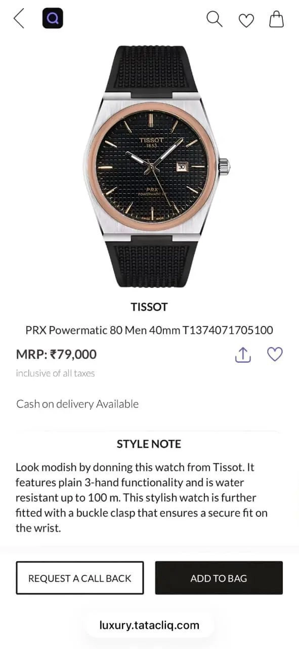 Tissot PRX Black Textured Dial Rose Gold 3