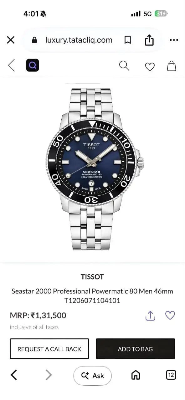 Tissot Seastar Powermatic 80 Blue Dial Diver 1