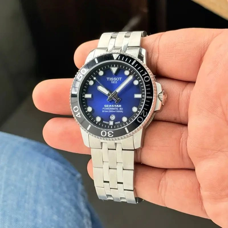 Tissot Seastar Powermatic 80 Blue Sunburst Dial 2