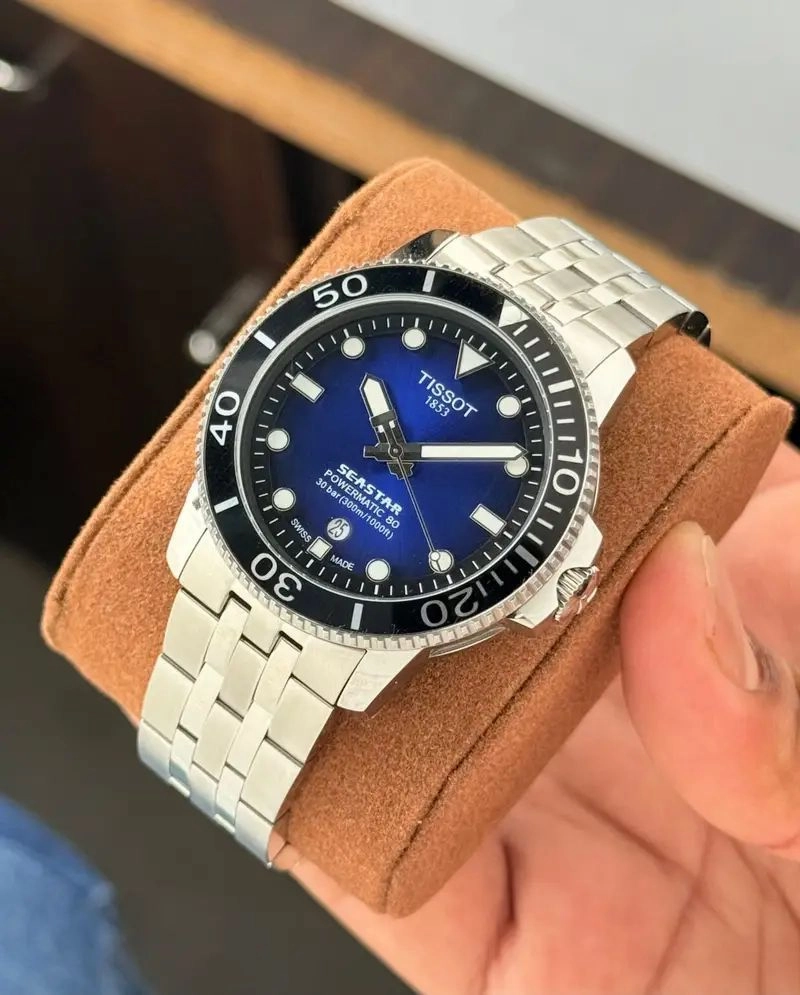 Tissot Seastar Powermatic 80 Blue Sunburst Dial 3