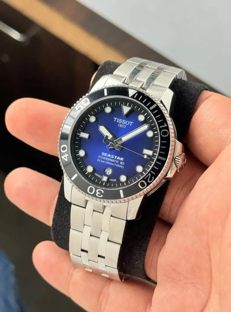 Tissot Seastar Powermatic 80 Blue Sunburst Dial 6