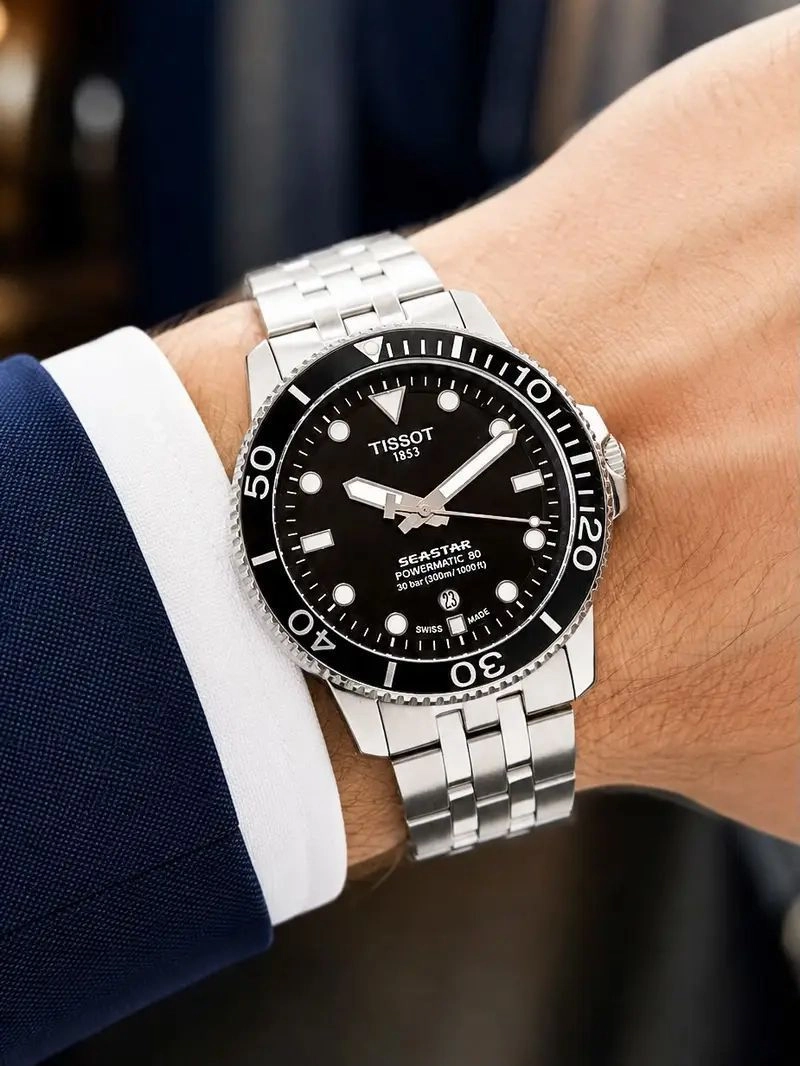 Tissot Seastar Powermatic 80 Deep Black Dial 1