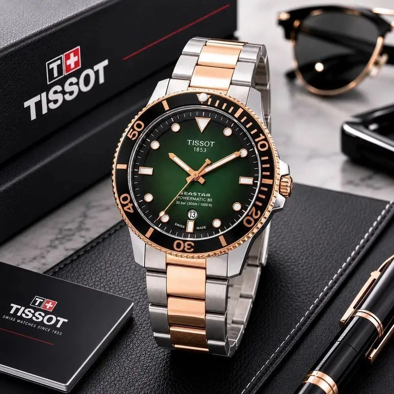 Tissot Seastar Powermatic 80 Emerald Green Dial 1