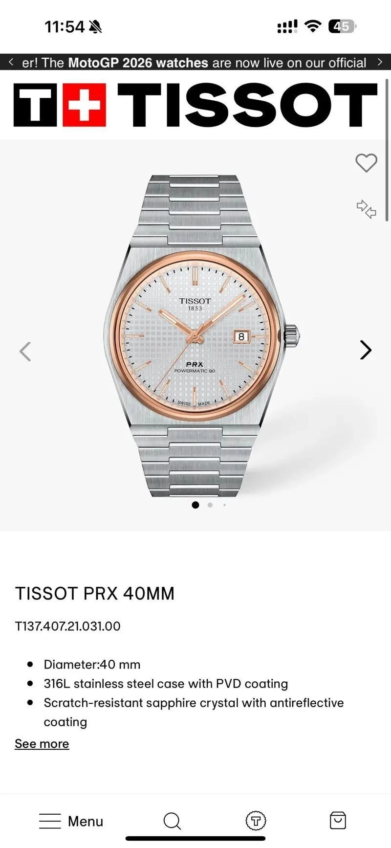 Tissot Silver Gold-Tone Automatic 2