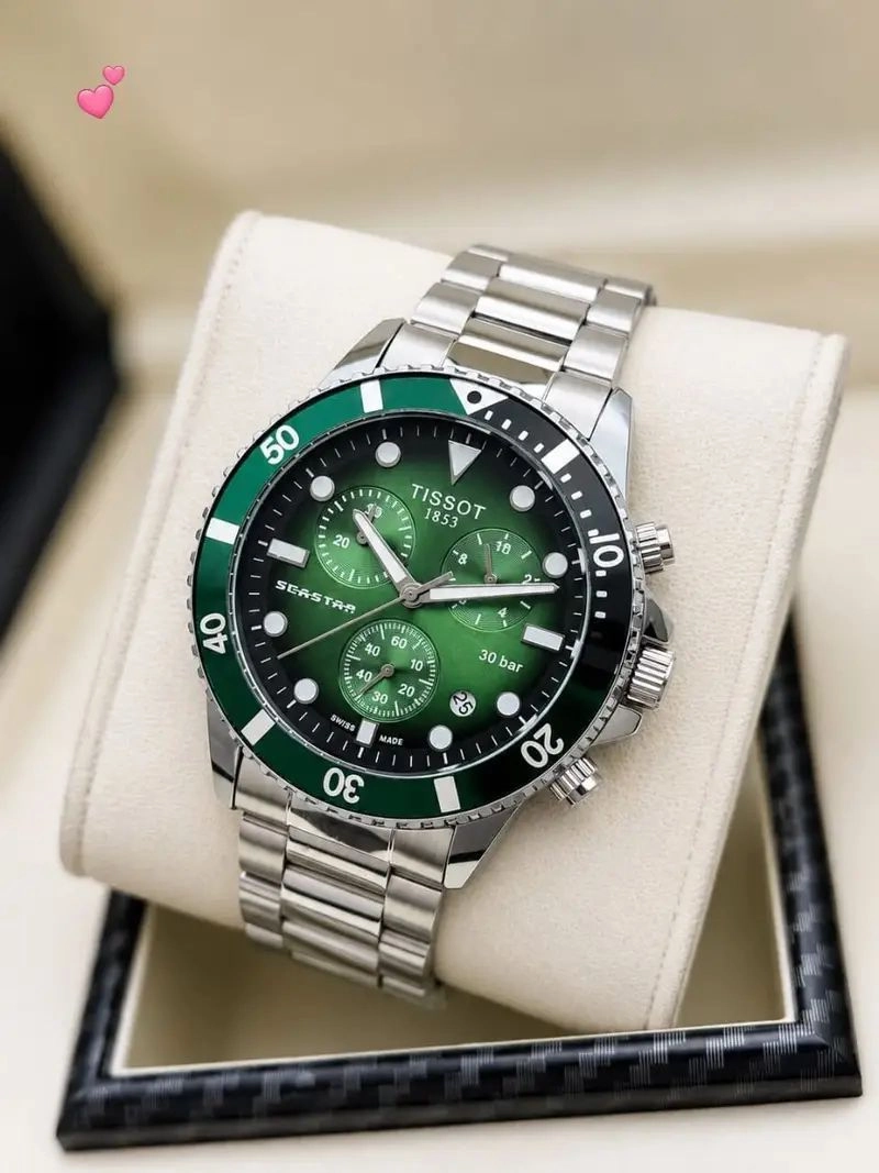 Tissot Silver Green Dial Chronograph 1