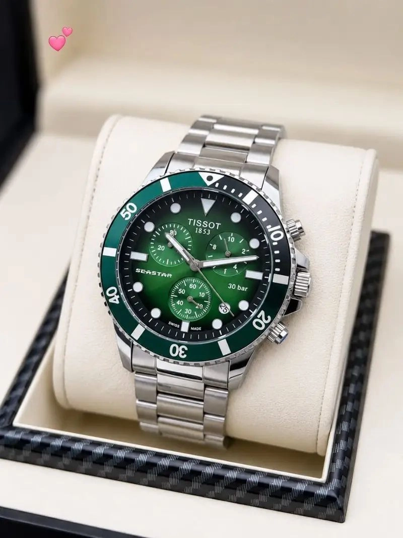 Tissot Silver Green Dial Chronograph 2