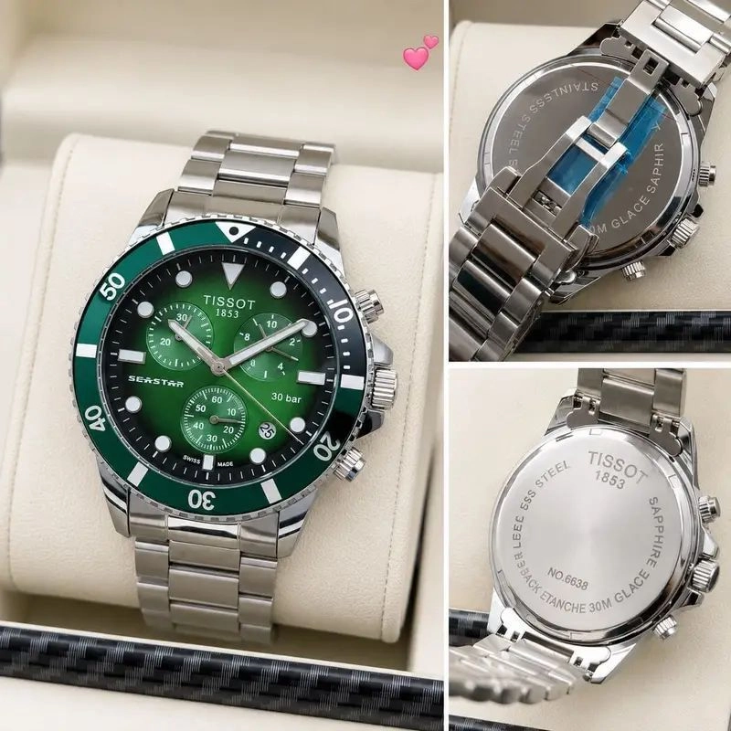 Tissot Silver Green Dial Chronograph 4