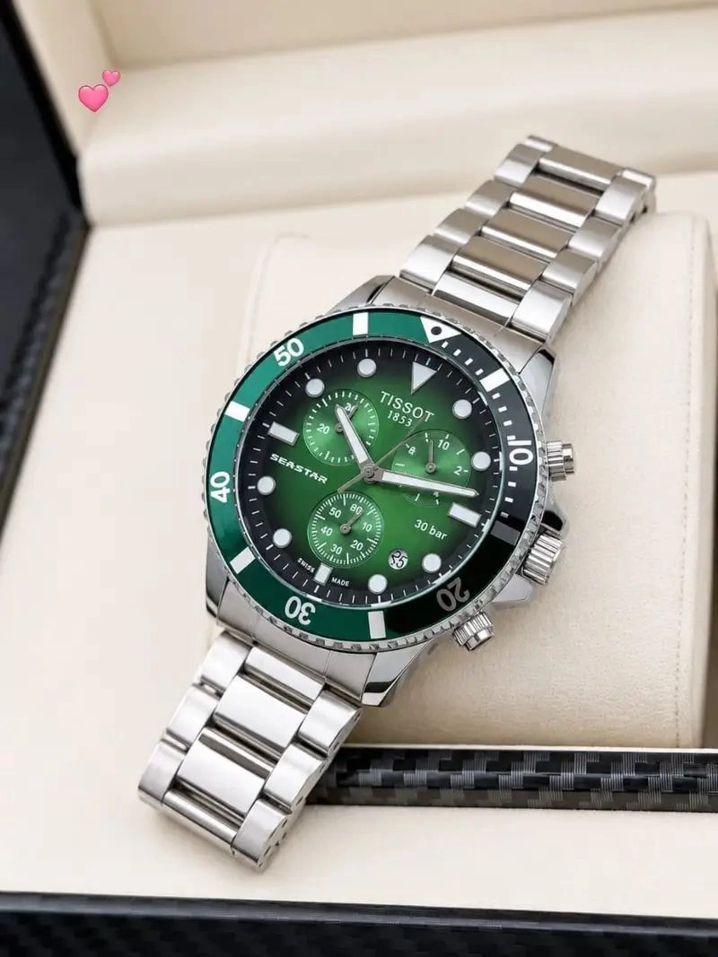 Tissot Silver Green Dial Chronograph 5