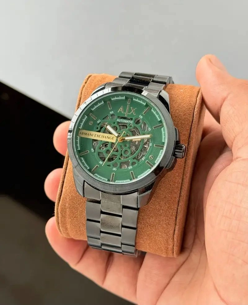 Armani Exchange Green Dial Automatic Open Heart 1