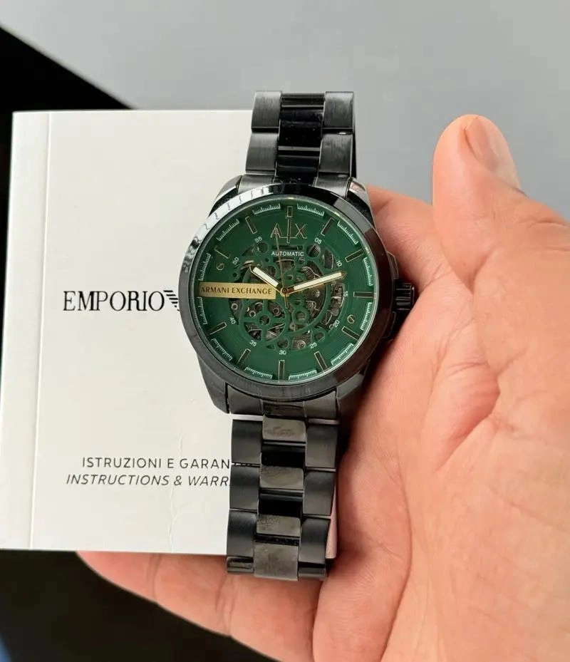 Armani Exchange Green Dial Automatic Open Heart 2