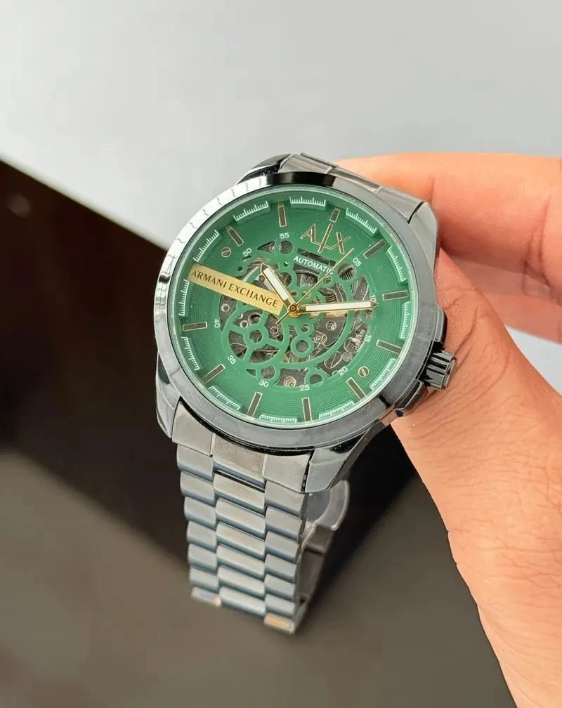 Armani Exchange Green Dial Automatic Open Heart 3