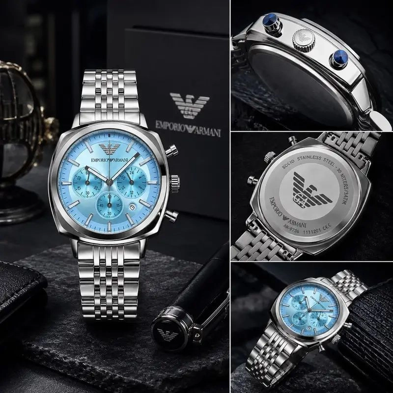 Emporio Armani Carlo Quartz Ice Blue Dial 5