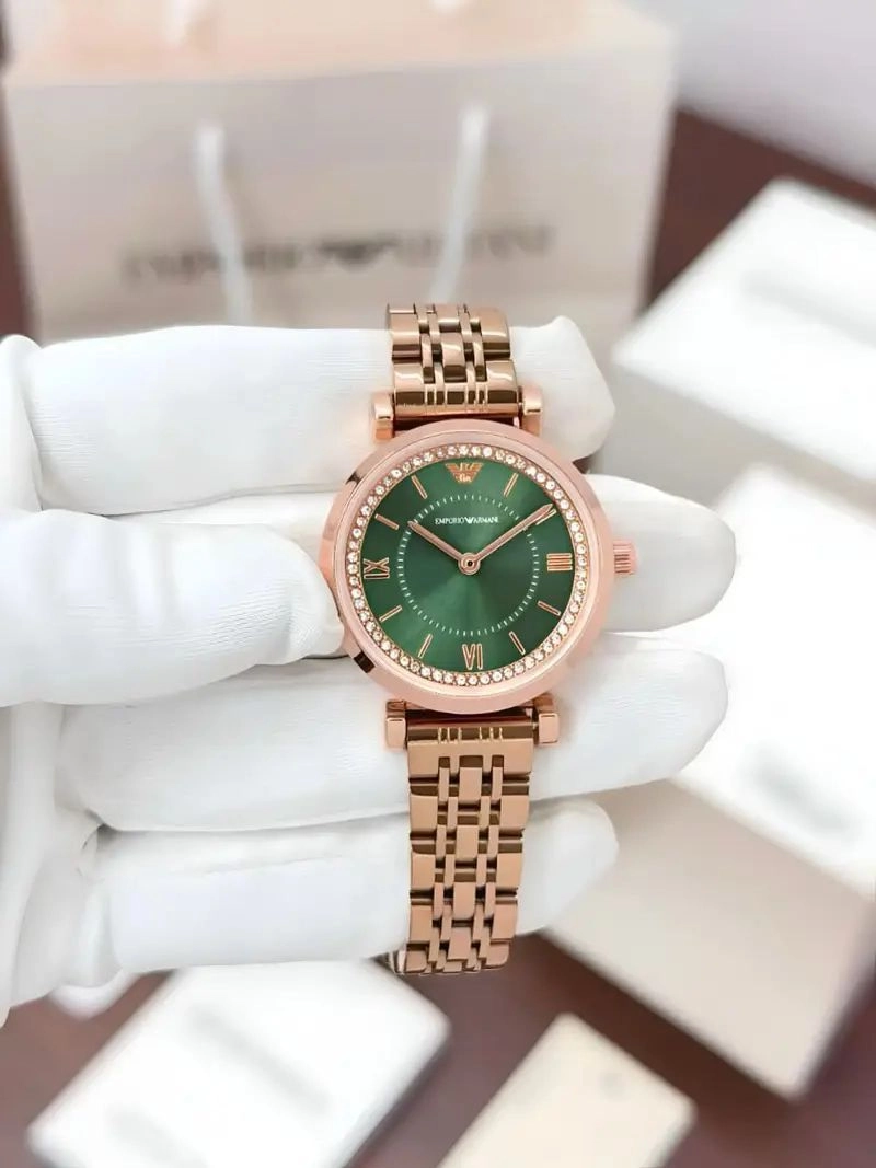 Emporio Armani Slim Rose Gold Diamond Dial 1
