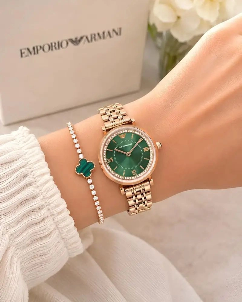 Emporio Armani Slim Rose Gold Diamond Dial 2