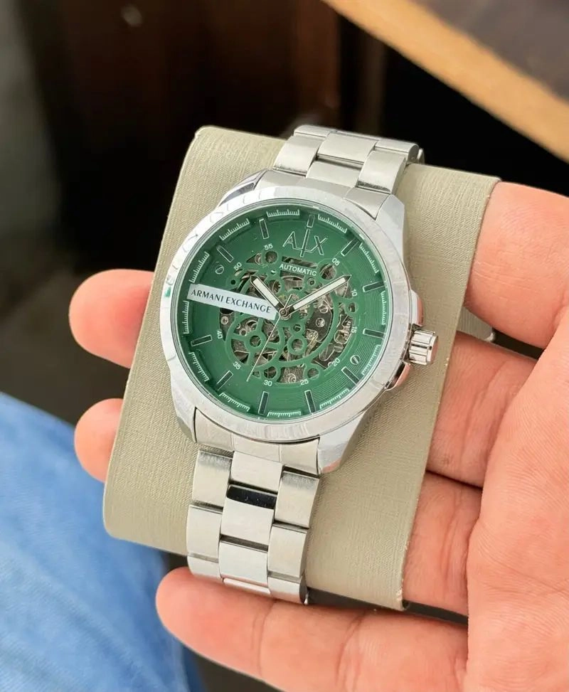 Armani Exchange Automatic Green Skeleton Dial 1