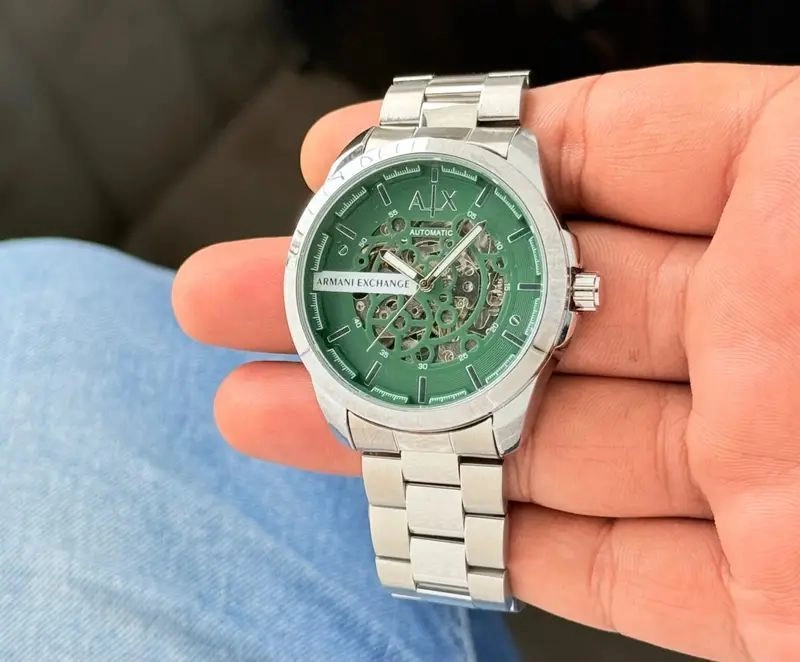 Armani Exchange Automatic Green Skeleton Dial 3