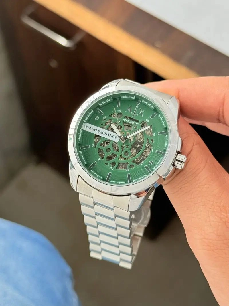Armani Exchange Automatic Green Skeleton Dial 4
