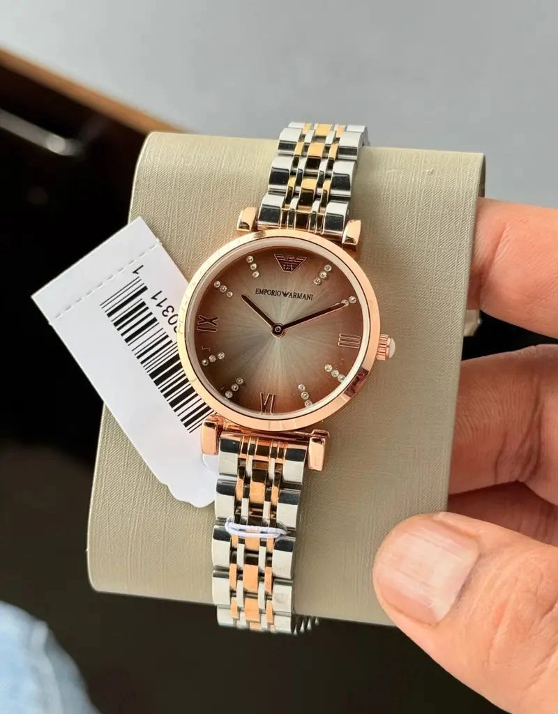 Emporio Armani Slim Brown Diamond Dial 1