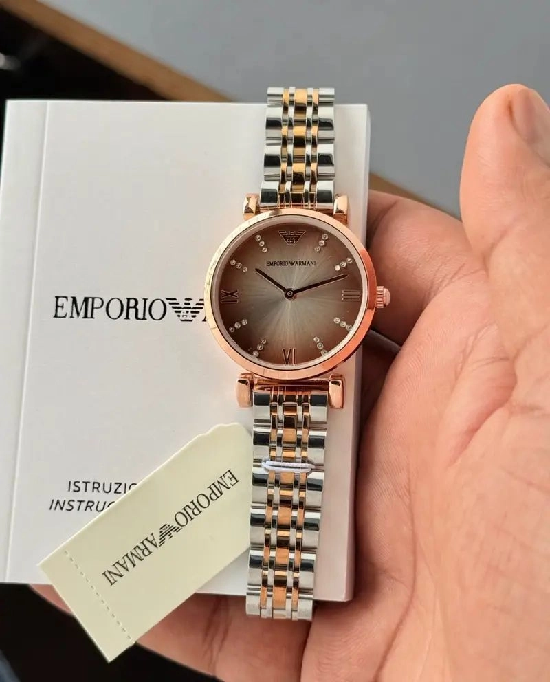 Emporio Armani Slim Brown Diamond Dial 3