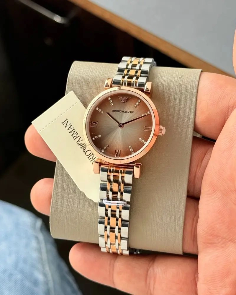 Emporio Armani Slim Brown Diamond Dial 4