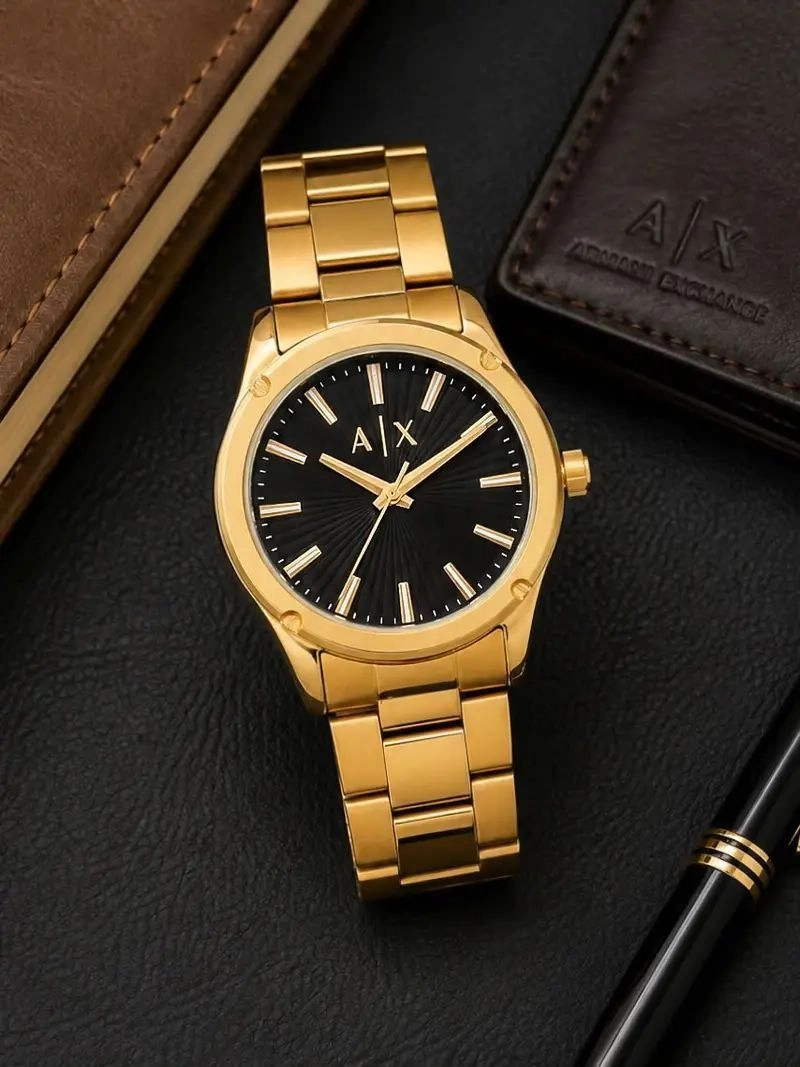 Armani Exchange Gold Black Dial 1