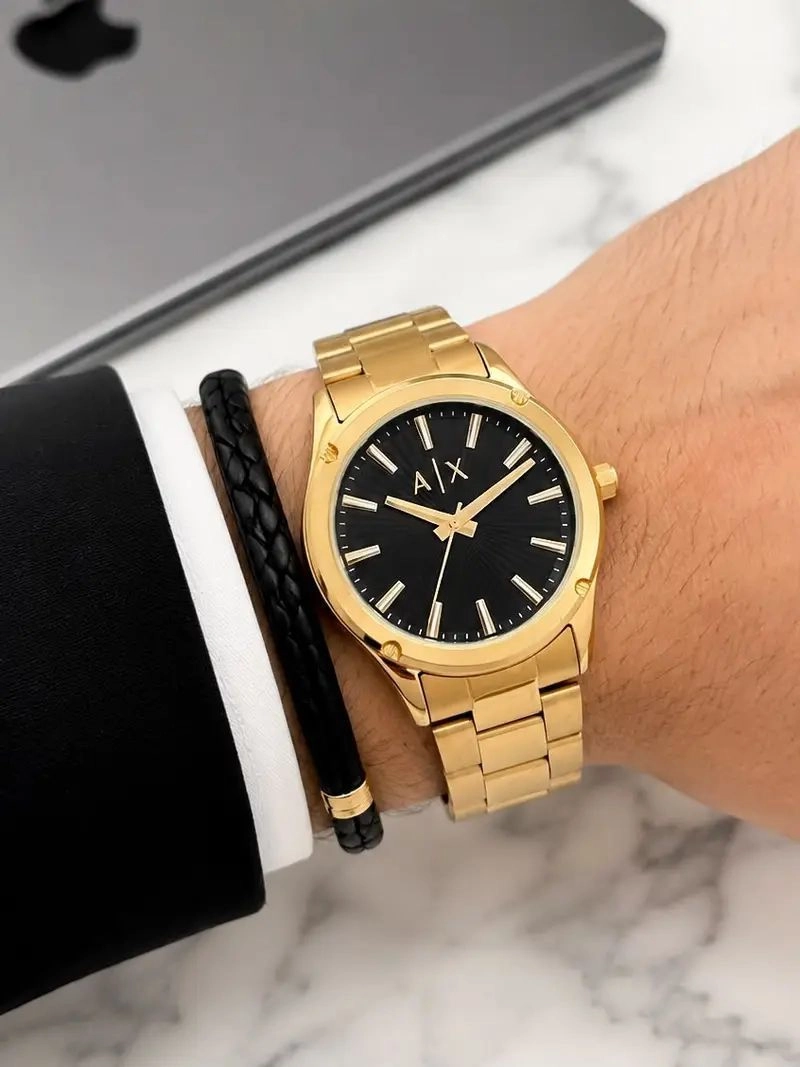 Armani Exchange Gold Black Dial 3