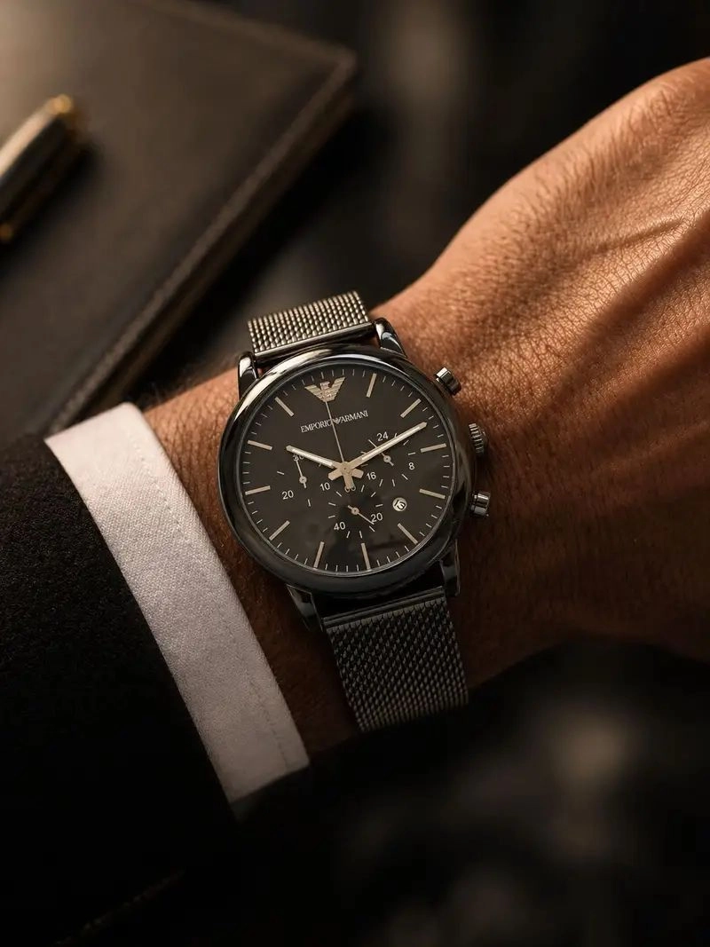 Emporio Armani Slim Black Chronograph 1