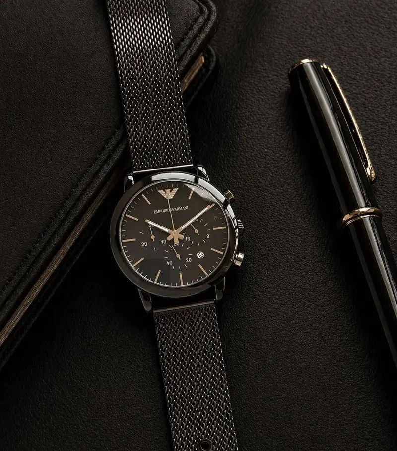 Emporio Armani Slim Black Chronograph 2