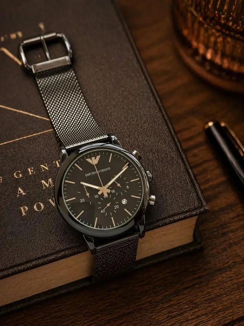 Emporio Armani Slim Black Chronograph 3