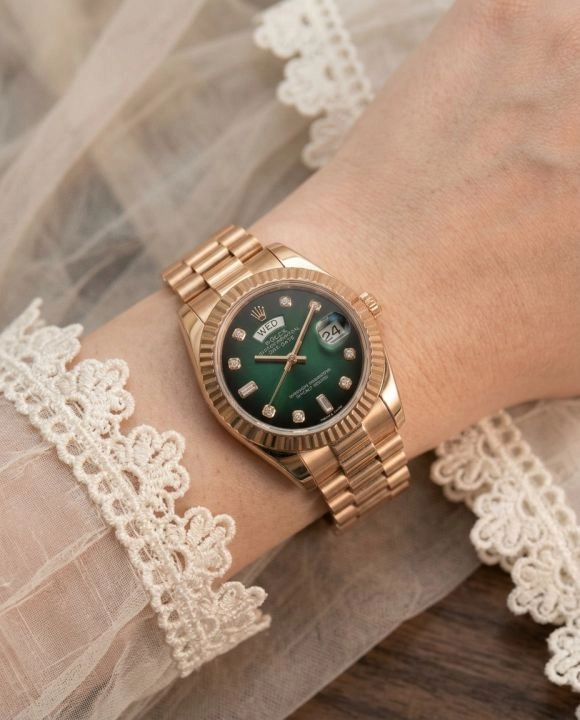 Rolee_x Oyster Perpetual Day Date Diamond Copper Green 1