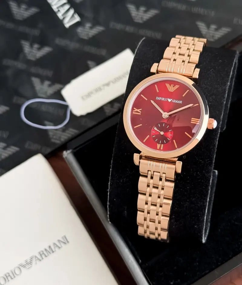 Emporio Armani Red Rose Gold Dial 1