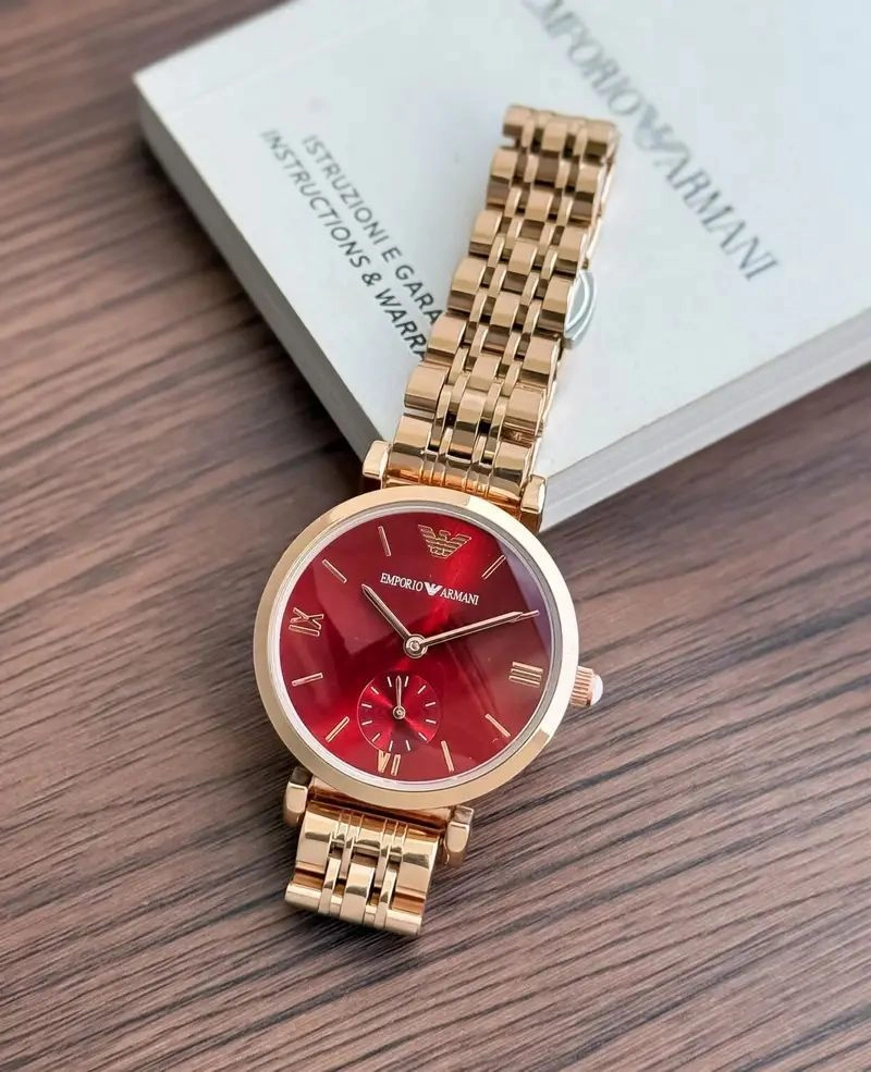 Emporio Armani Red Rose Gold Dial 3