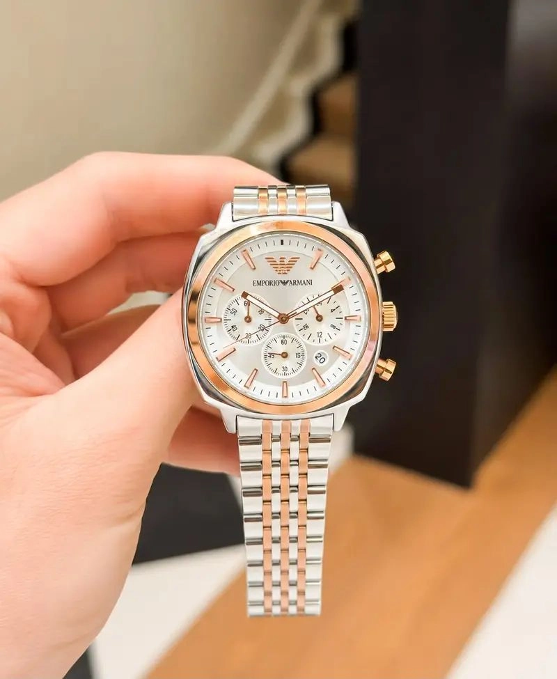Emporio Armani White Dial Chrono 3