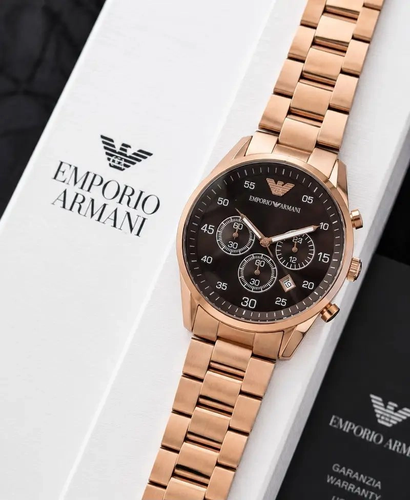 Emporio Armani Rose Gold Black Dial Chronograph 2