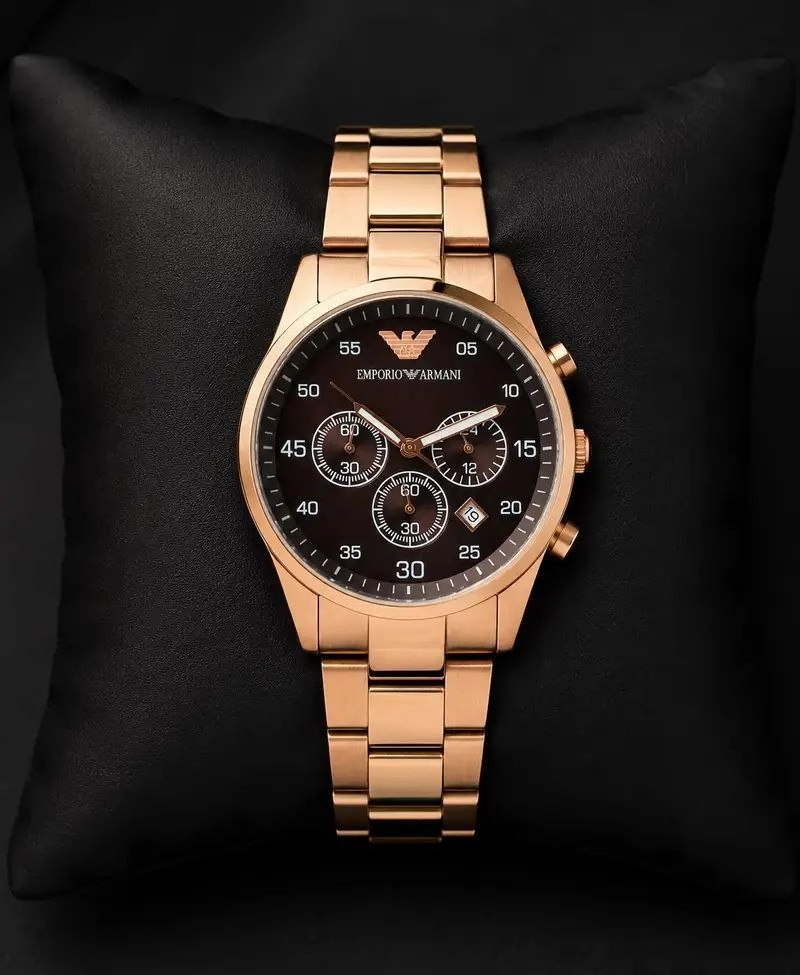 Emporio Armani Rose Gold Black Dial Chronograph 4