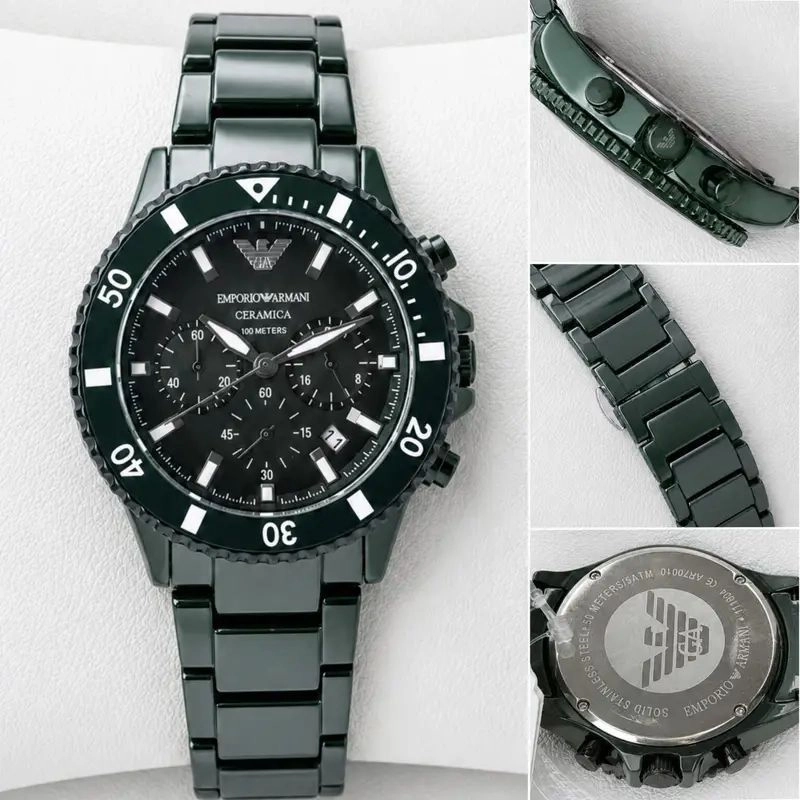 Emporio Armani Ceramica Dark Green Chronograph 5