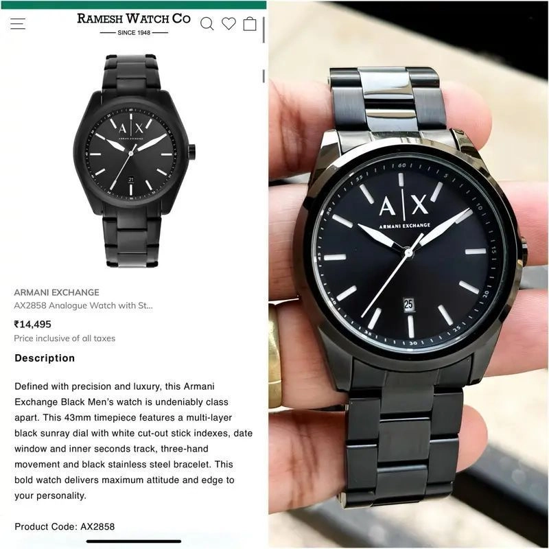 Armani Exchange Black Quartz 3