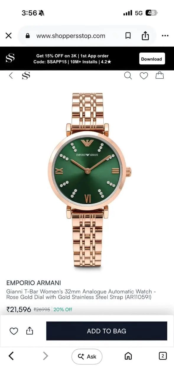Emporio Armani Slim Green Diamond Dial 2