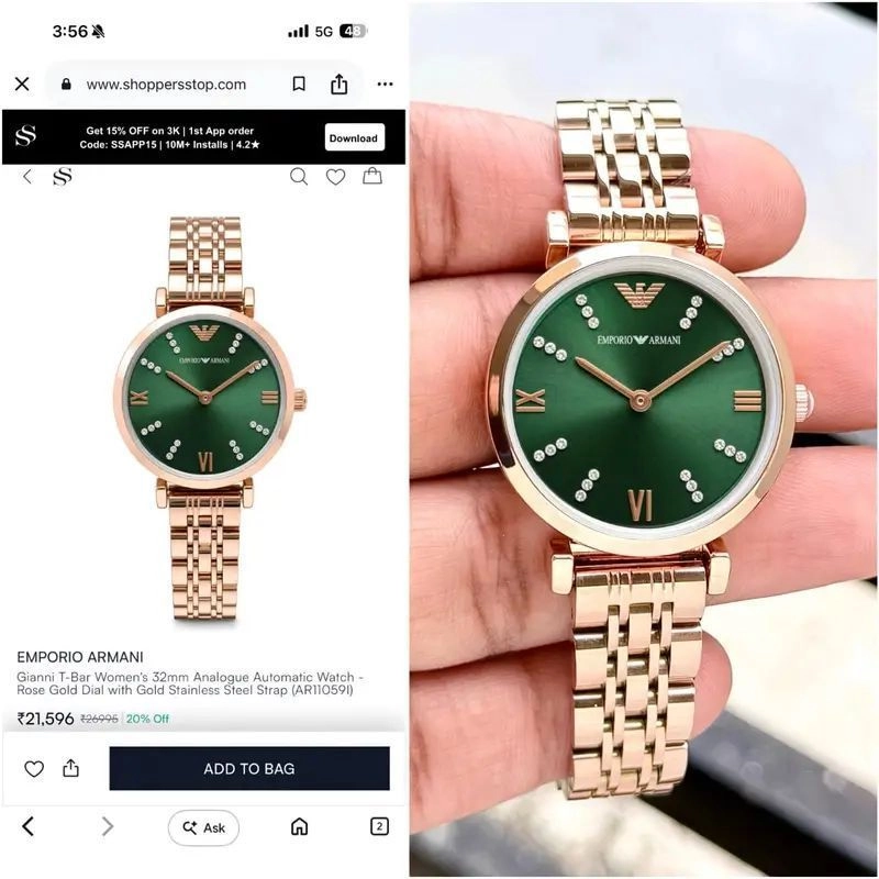 Emporio Armani Slim Green Diamond Dial 4
