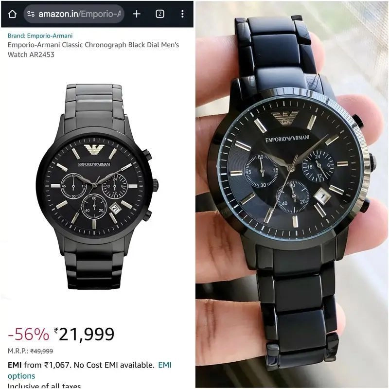 Emporio Armani Renato Black Chronograph 3