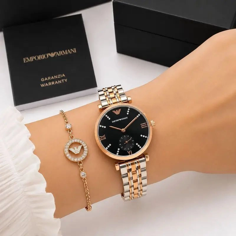 Emporio Armani Rose gold Black Dial 1
