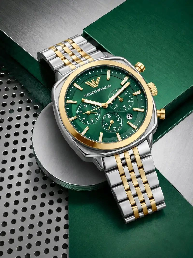 Emporio Armani Green Dial Chronograph 2